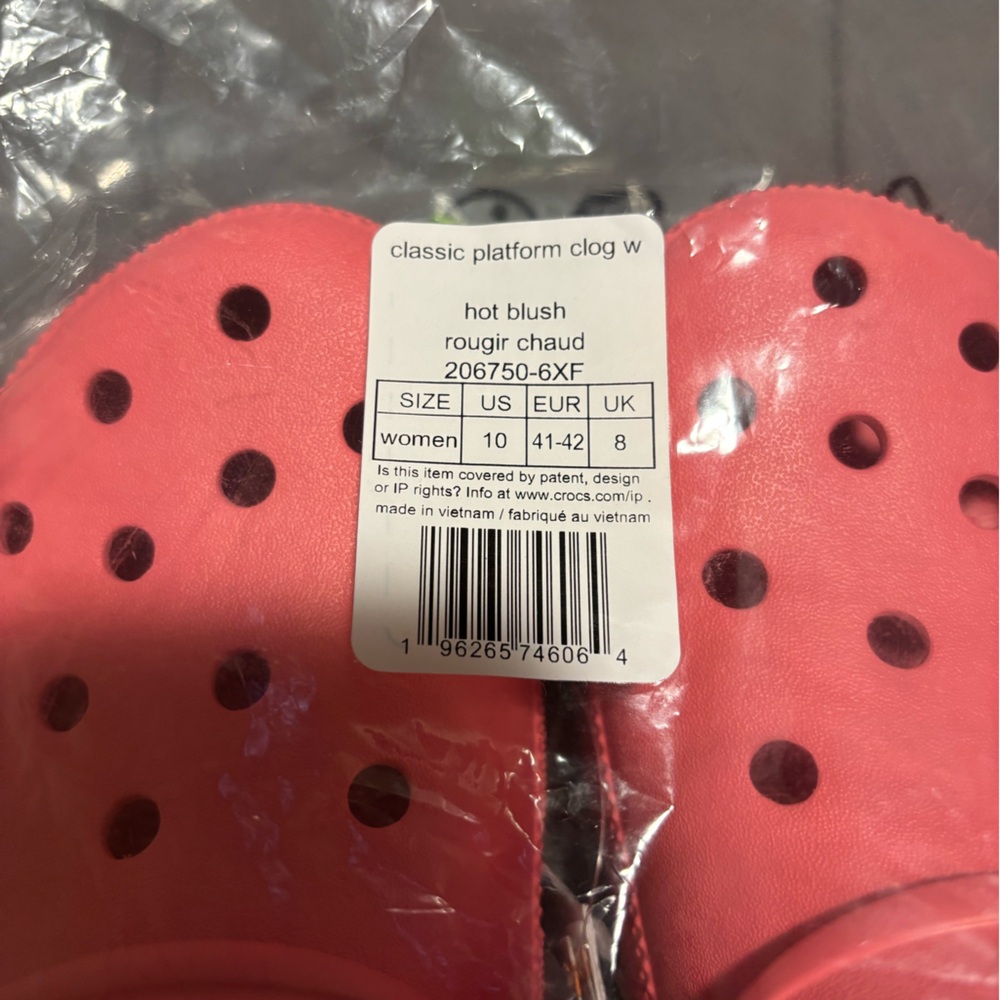 CROCS Women’s Hot Blush Classic Platform Clog Shoe Size 10 - Picture 8 of 8